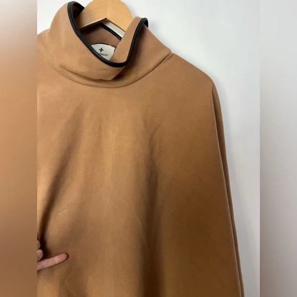 Tuckernuck Piper Poncho Funnel Neck Camel Tan Leather Trim O/S - Picture 12 of 12